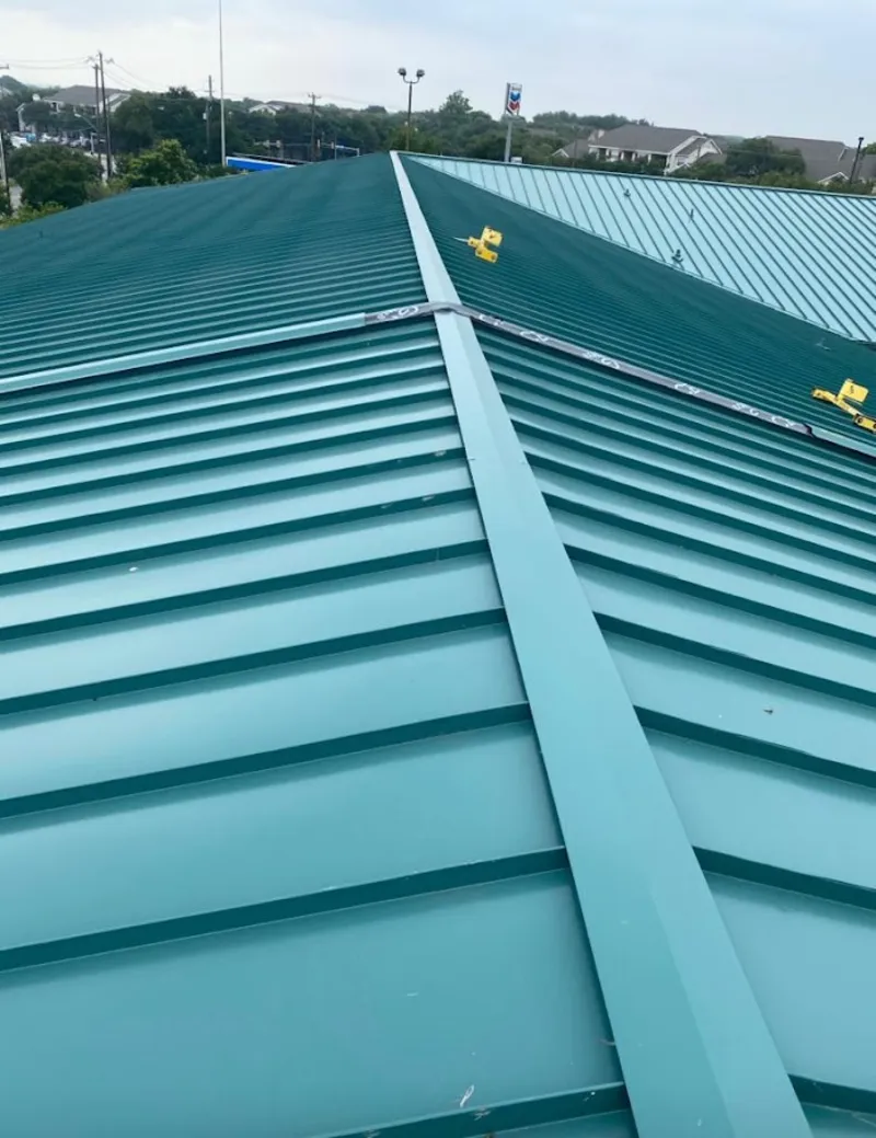 Green commercial metal roof ridge and valley for Metal Roof Repair in East Peoria